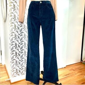 NYDJ Blue High Rise Wide Leg Corduroy Trousers
